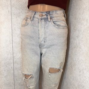 H&M High Waisted Distressed Jeans